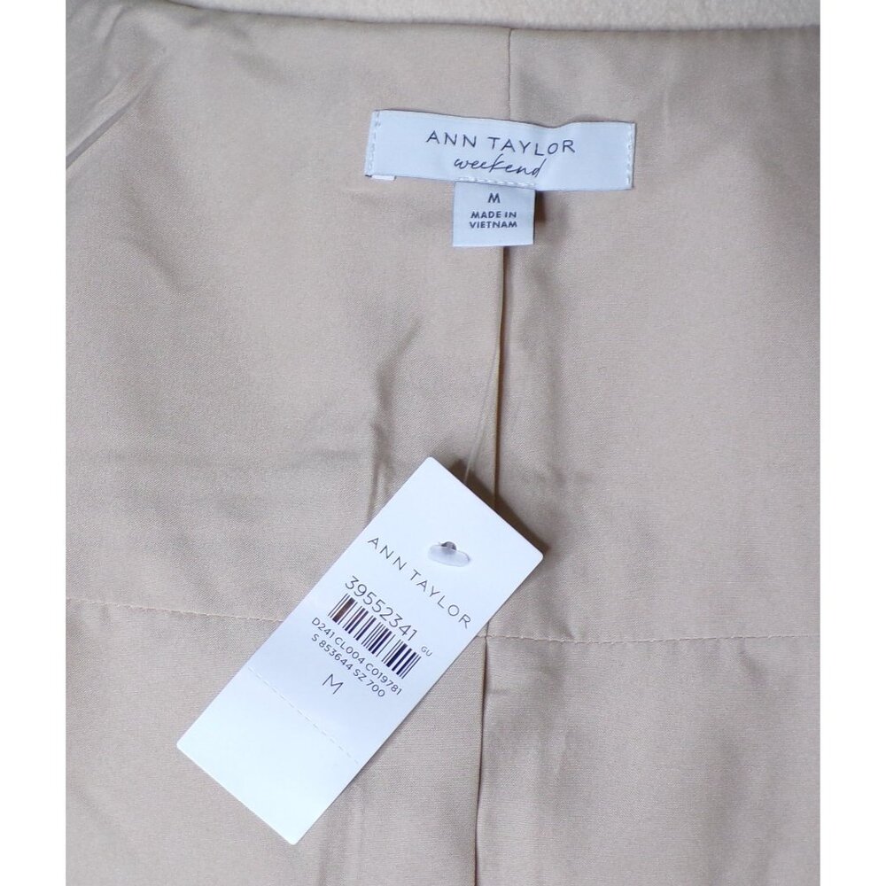 🆕ANN TAYLOR Fringe Bomber Jacket Wool Blend Lined Beige Medium - Picture 11 of 11